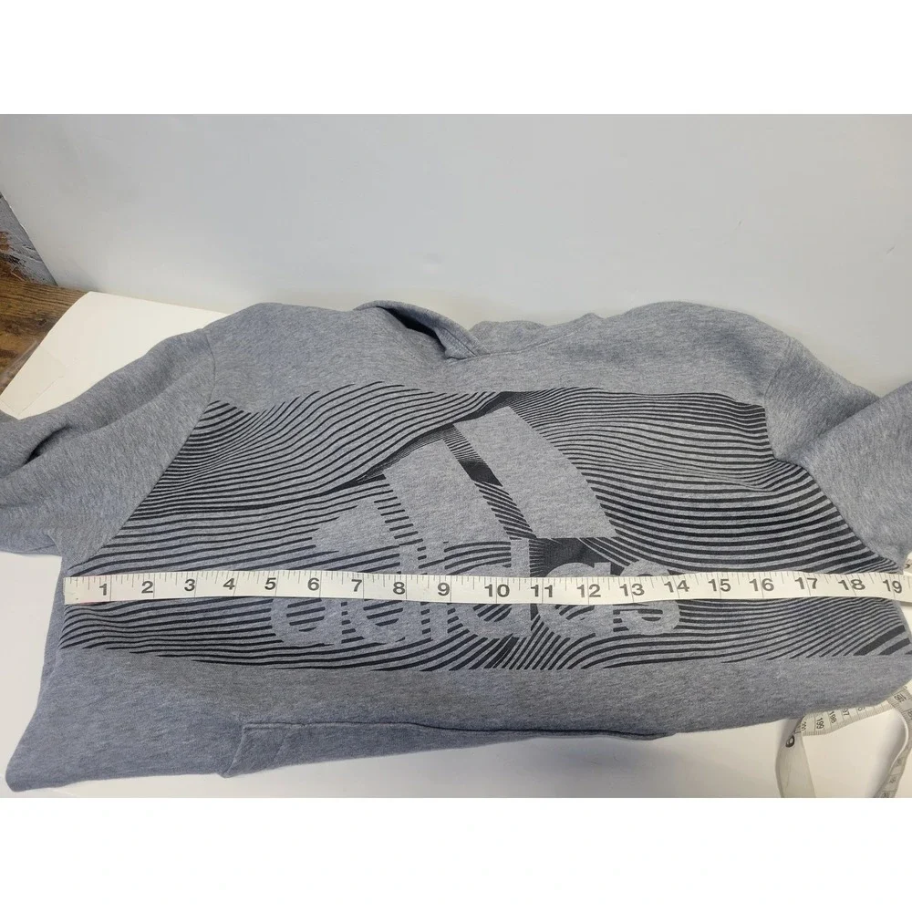 Kids Adidas Gray Hoodie Athletic Logo Pullover‎ Sweatshirt Size Medium